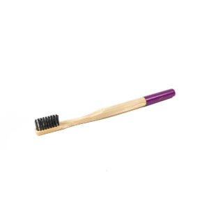 Bambukinis dantų šepetėlis violetiniu koteliu, Veg4U